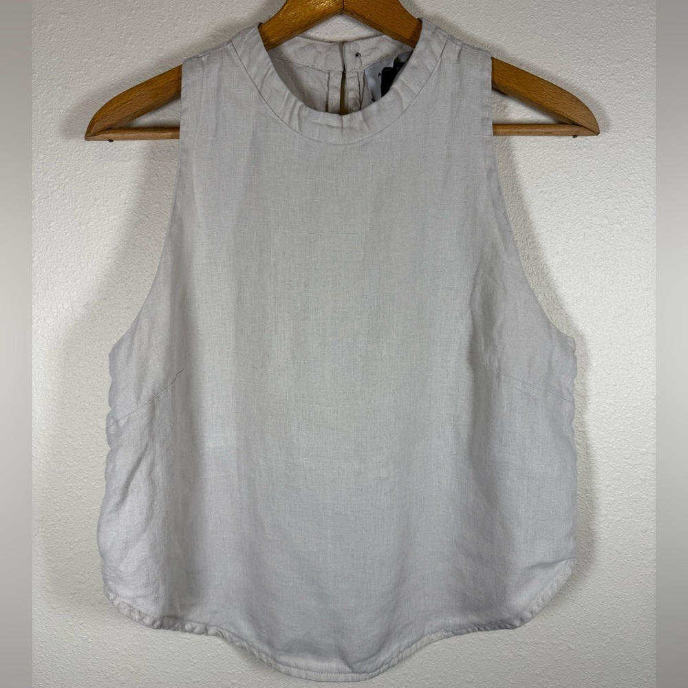 AYRES Sleeve Less Women’s Linen Top Button Down The Back Medium